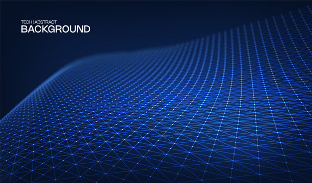 Digital technology data with background network abstract for business communication future. Vector flow science with blue computer futuristic for ai connect line. Tech connection digital.
