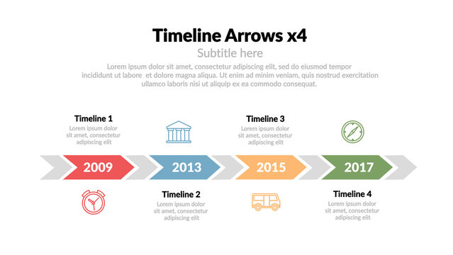 Timeline Arrows x4 &ndash; Animated Timeline Presentation, Step by Step History and Process Visualization, Modern Business Infographic for Corporate and Marketing Use