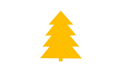 Fototapeta premium A cute yellow Christmas tree made of paper is placed on a transparent background.