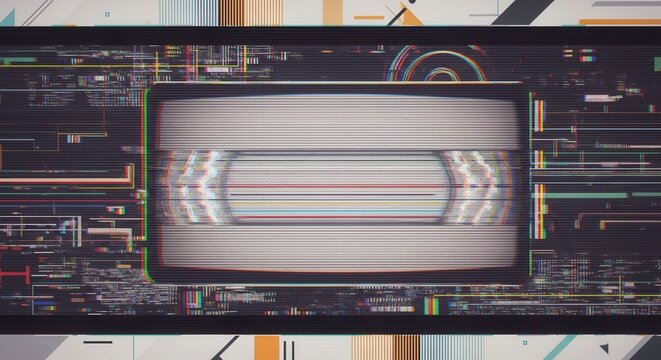 Glitch distortion screen, VHS video glitch effect with lines and noise, vector background. TV pixels on digital screen television, computer or VHS signal distortion with glitch effect