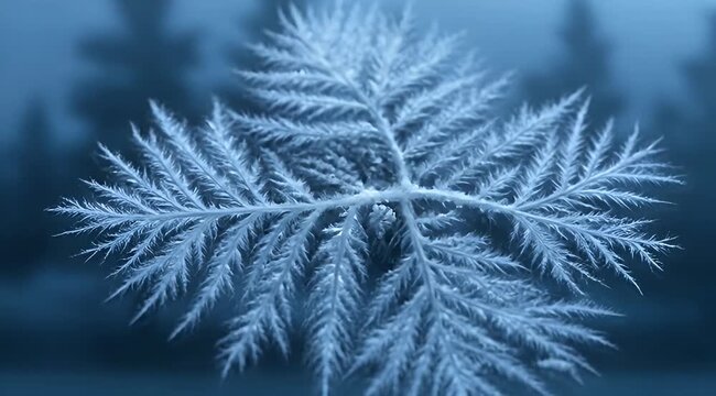 Close up of frost crystals forming in a beautiful fern like pattern