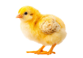 Obraz premium Yellow fluffy chick isolated on light background.