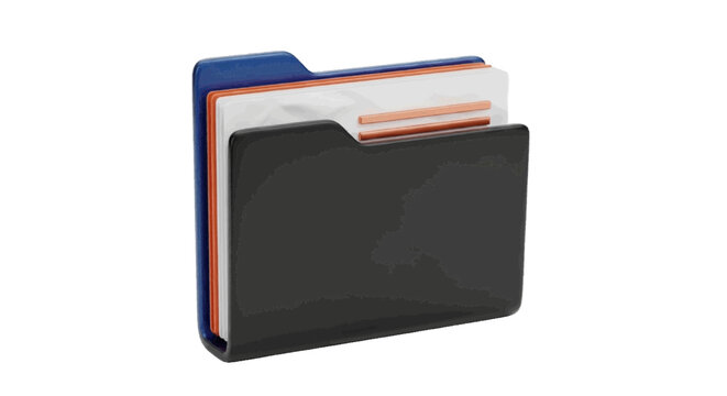 Vector illustration&nbsp;of 3d illustration of a file folder icon with documents inside on a transparent background