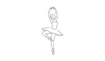 Minimal ballerina dancer outline vector illustration isolated on white background © MD HAJIRUDDIN