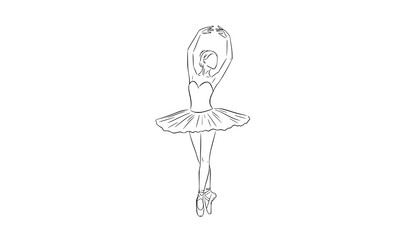 Simple ballerina line art illustration isolated on white background © MD HAJIRUDDIN