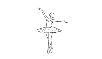 Ballerina simple line drawing elegant dancer vector illustration isolated on white background © MD HAJIRUDDIN