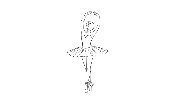 Simple ballerina line art illustration isolated on white background