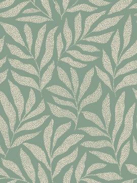 Seamless abstract green and grey foliage poster vector. Leaves, organic shapes, earth tone colors, leaf branch. Illustration design for Eco packaging, interior, cover,  wallpaper, market. Monochrome