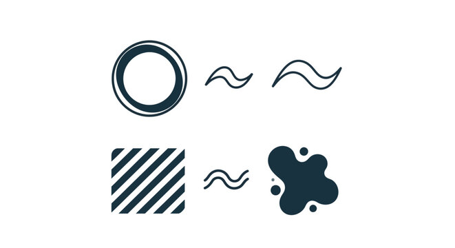 Black and white geometric shapes icons.