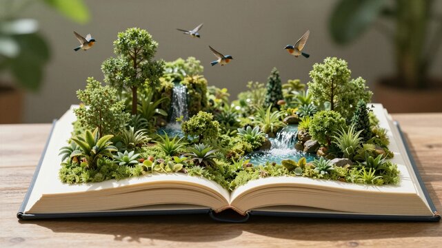 Books Opening into a Forest