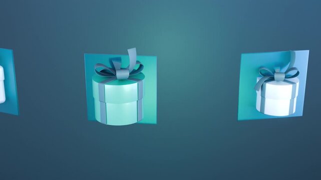 Gift boxes 3d rendering animation. Gift give away, Mobile Marketing, earning prizes, bonus or rewards from store. online present or gift. Christmas, Valentine's Day holiday, birthday, looped video