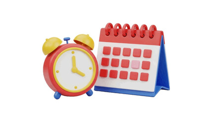 Fototapeta premium Vector illustration&nbsp;of 3d illustration of an alarm clock and a desk calendar on a transparent background