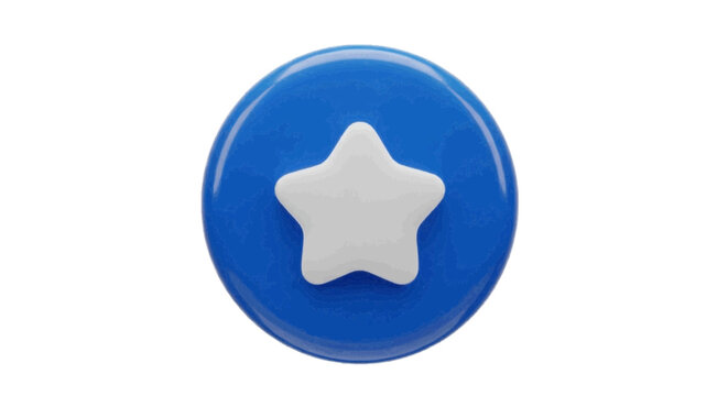 Vector illustration&nbsp;of 3d render of a glossy blue sphere with a white star icon in the center on a transparent background