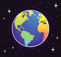 Fototapeta premium Colorful Earth Globe in Space Illustration