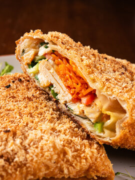 Crispy breaded roll with chicken