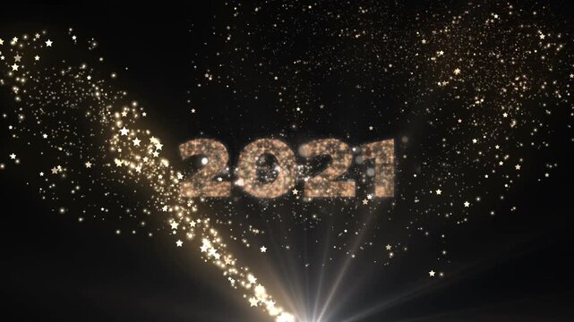Animation of 2021 text over light spots
