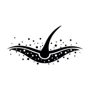 Hair follicle with dandruff particles icon.