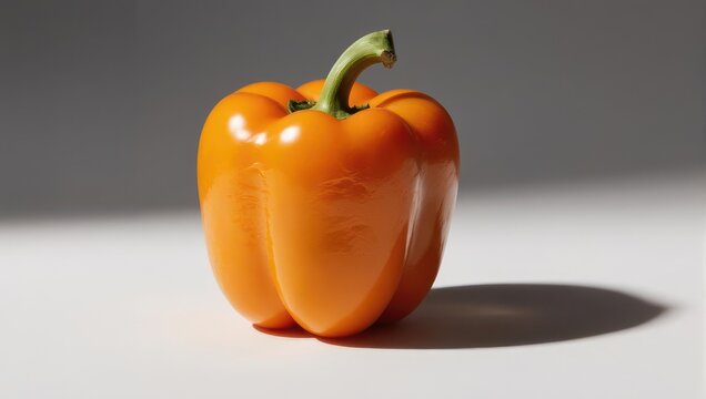 Vibrant Orange Bell Pepper on a White Surface.