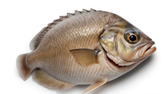 Freshwater Drum Fish Isolated on White Background, Ready to Cook.
