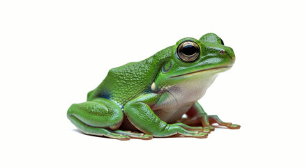 Obraz premium Vibrant Green Tree Frog on White Background