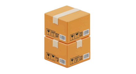 Fototapeta premium Vector illustration&nbsp;of stack of two cardboard shipping boxes on a transparent background