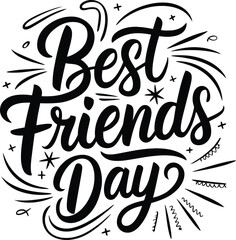 Best Friends Day hand drawn lettering typography vector design © Ahamedpicu