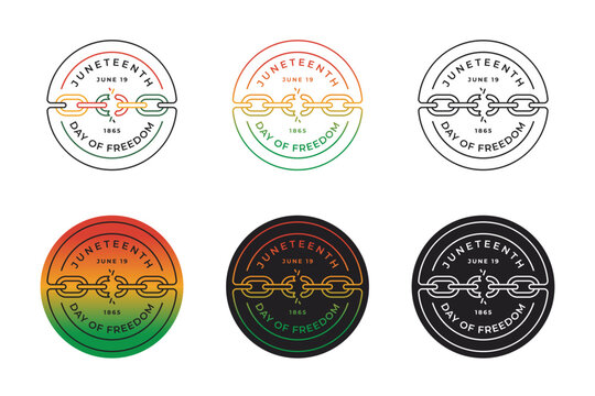 Juneteenth Day graphic set features a broken chain symbolizing the end of slavery and freedom