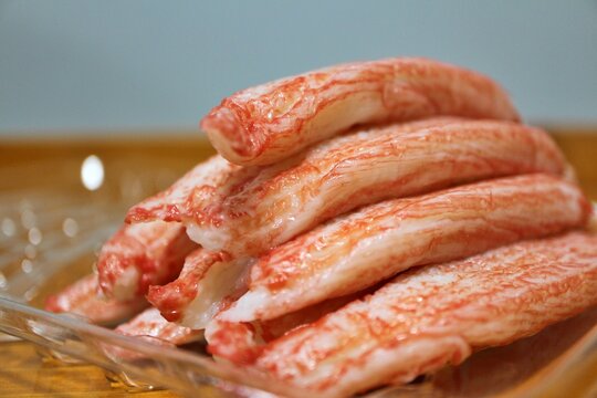 Crab stick (imitation crab meat) purchased at a supermarket in Tokyo, Japan