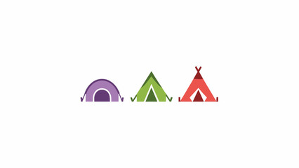 Camping tent icons set with dome ridge and teepee styles © progoz