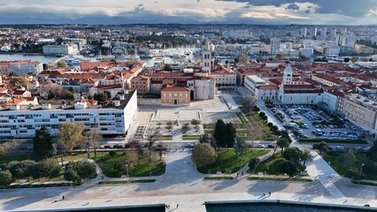 Naklejka premium Panoramic view of the historic part of Zadar, County, Dalmatia, old town, Croatia, Europe,