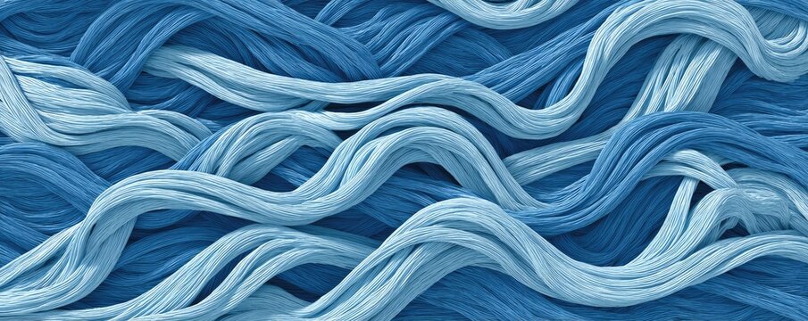 A close-up of interwoven strands in varying shades of blue, creating a textured pattern