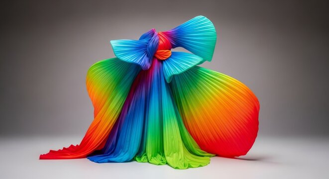 A striking high-fashion garment displayed with a wide-angle lens, showcasing distorted perspective and exaggerated, artistic proportions, texture, lens, frame