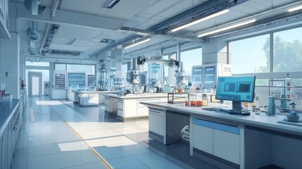 Fototapeta premium Modern Laboratory with Advanced Equipment and Bright Natural Light for Innovative Research and Technology Development