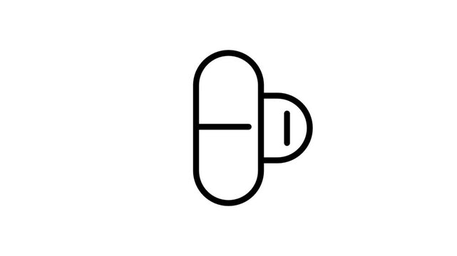 Medical Capsule and Pill Line Motion Icon. Animated medical capsule and pill representing pharmacology, drug treatment, pharmaceutical medication, and clinical healthcare therapy.