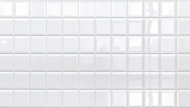 "Glossy white ceramic tile wall."