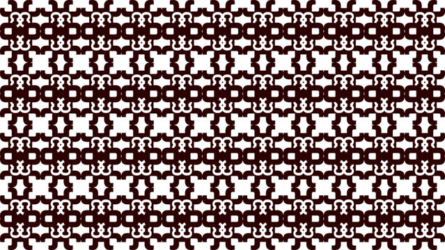 Dark brown geometric tessellation pattern vector design with symmetrical interlocking cross motifs for textiles, wallpapers, decorative art, seamless backgrounds, and abstract architecture