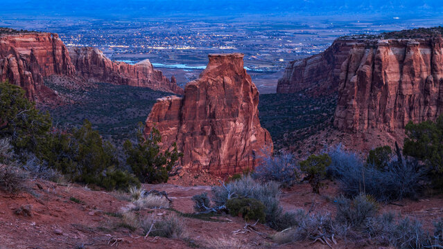 Grand Junction City Lights below the Colorado National Monument