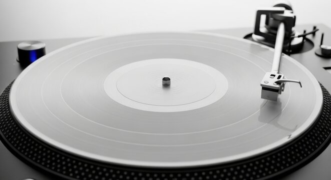 Professional Vinyl Record Turntable in Close Up