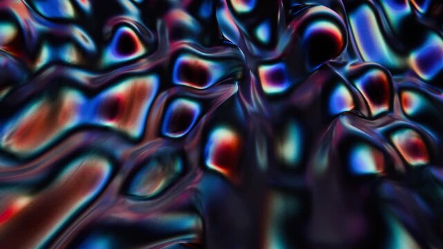 Dark metal holographic waves with RGB reflections, looped animation