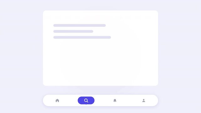 Modern minimalist user interface design concept featuring a sleek search bar and content placeholder, ideal for web and app development showcasing clean UX principles