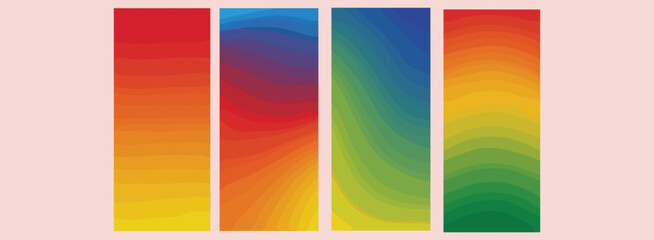 Fototapeta premium Multicolored contour pattern illustration collection, gradient vector artwork set, abstract design graphic, data motif, flat vector illustration