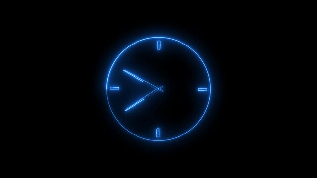 Analog clock animation on transparent background . Clock icon flat style. Twenty four hours clock hand spinning animation. Analog clock spinning animation with alpha channel in 4k.
