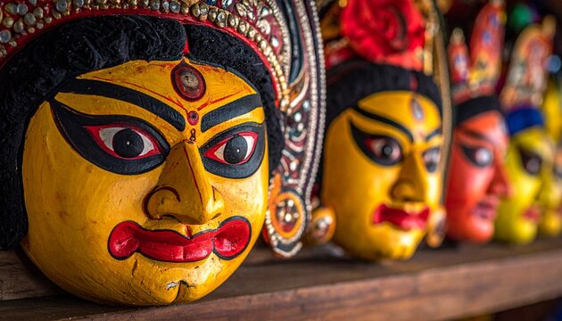 Authentic Bengali festival masks decoration to celebrate Bengali New Year Poila Baisakh