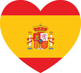 Obraz premium Spain Flag Heart – Love Spain Vector Clipart Sticker Illustration