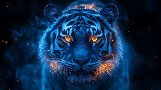 Glowing tiger fantasy art animal