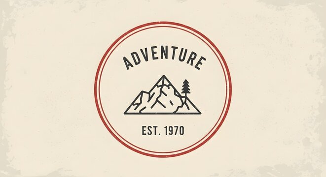 Adventure Vintage Crest Emblem with Mountain and Tree