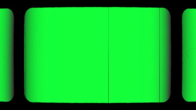Retro Film frame green screen with scratches effect