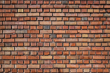 Obraz premium Old Red Brick Wall Texture Background with Weathered Pattern