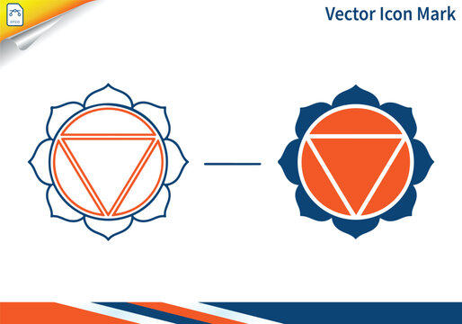 Root chakra muladhara logo symbol vector icon in line and filled.