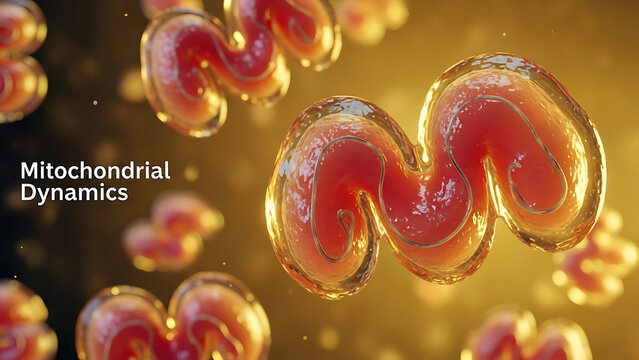 Mitochondrial dynamics cellular structure red and gold organelles  biological process  cell biology  mitochondria function